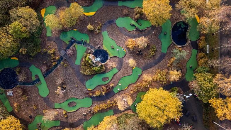Aerial view of an outdoor event venue